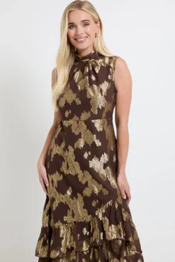 Wallis Robe Longue À Volants Métallisée Petite Taille<Femme Robes|Robes Longues