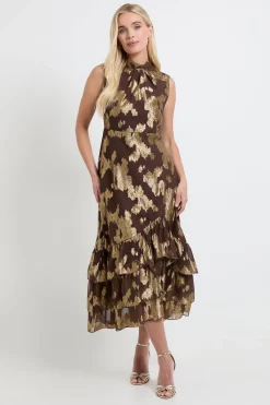 Wallis Robe Longue À Volants Métallisée Petite Taille<Femme Robes|Robes Longues
