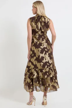 Wallis Robe Longue À Volants Métallisée Petite Taille<Femme Robes|Robes Longues