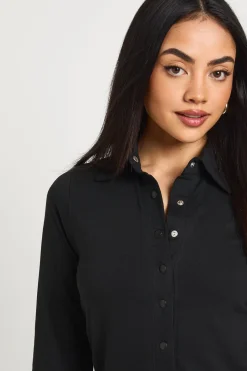 Robe à Manches Longues avec Col et Boutons-Pression Devant