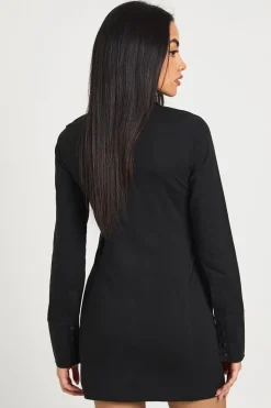Robe à Manches Longues avec Col et Boutons-Pression Devant