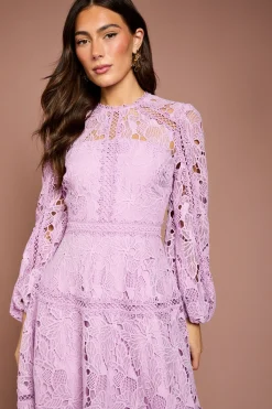 Coast Robe à Manches Longues avec Panneaux de Dentelle<Femme Robes Mi-Longues|Satin Et Dentelle