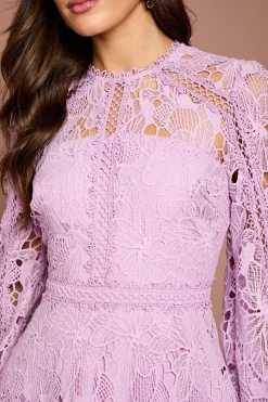 Coast Robe à Manches Longues avec Panneaux de Dentelle<Femme Robes Mi-Longues|Satin Et Dentelle