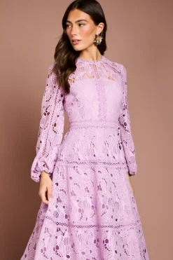 Coast Robe à Manches Longues avec Panneaux de Dentelle<Femme Robes Mi-Longues|Satin Et Dentelle