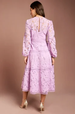 Coast Robe à Manches Longues avec Panneaux de Dentelle<Femme Robes Mi-Longues|Satin Et Dentelle