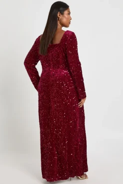 Robe à manches longues à col carré Plus