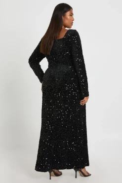 boohoo Robe à manches longues à col carré Plus<Femme Robes Mi-Longues|Robes À Manches Longues