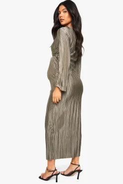 boohoo Robe Maternité Plissée à Manches Chauve-souris Midaxi Dress<Femme Toutes Les Robes|Robes Noires Nouées