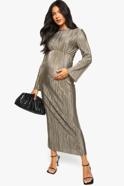 boohoo Robe Maternité Plissée à Manches Chauve-souris Midaxi Dress<Femme Toutes Les Robes|Robes Noires Nouées