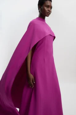 KarenMillen Robe Maxi Ajustée avec Détail Cape<Femme Tailleurs|Robes Bal De Promo