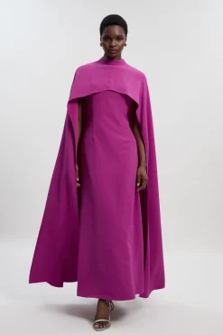 KarenMillen Robe Maxi Ajustée avec Détail Cape<Femme Tailleurs|Robes Bal De Promo