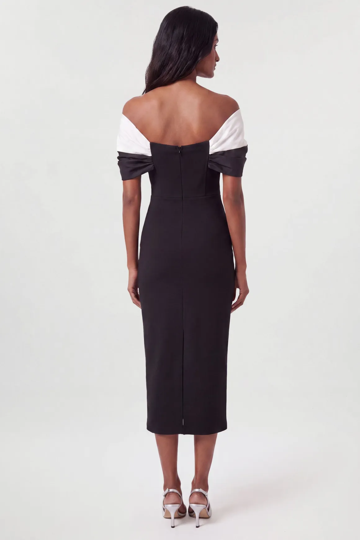 Robe Maxi Ajustée Bardot En Taffetas