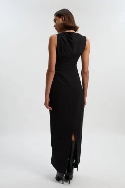 Robe Maxi Ajustée à Drapé