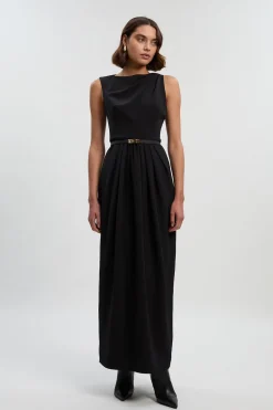 Robe Maxi Ajustée à Drapé