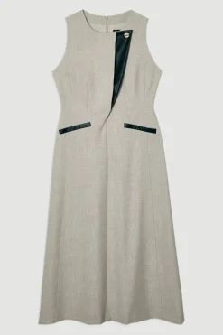 Robe maxi ajustée en marl avec embouts contrastés et jupe pleine