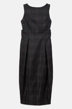 KarenMillen Robe maxi ajustée en taffetas à carreaux avec détail de nœud<Femme Tailleurs|Toutes Les Robes