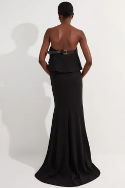 Robe maxi ajustée en tissu doux avec bandeau et peplum