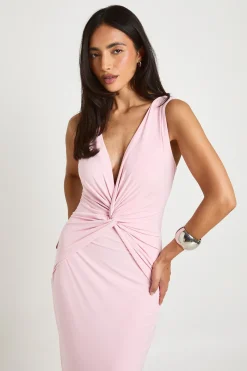 Robe Maxi Ajustée Et Évasée À Nœud Frontal Toucher Doux