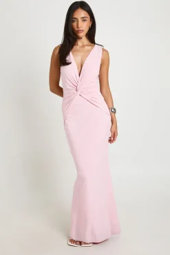 Robe Maxi Ajustée Et Évasée À Nœud Frontal Toucher Doux