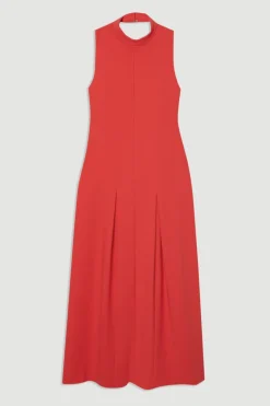 Robe maxi ajustée stretch à encolure haute et dos ouvert