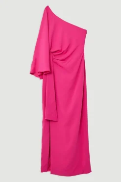 KarenMillen Robe maxi ajustée à une épaule, en viscose stretch compacte avec manches drapées<Femme Tailleurs|Robes