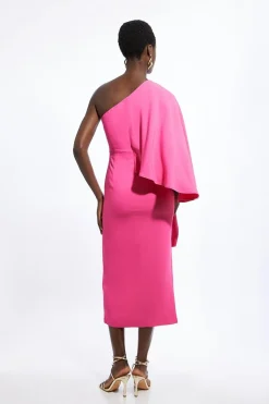 KarenMillen Robe maxi ajustée à une épaule, en viscose stretch compacte avec manches drapées<Femme Tailleurs|Robes