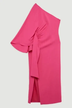 KarenMillen Robe maxi ajustée à une épaule, en viscose stretch compacte avec manches drapées<Femme Tailleurs|Robes