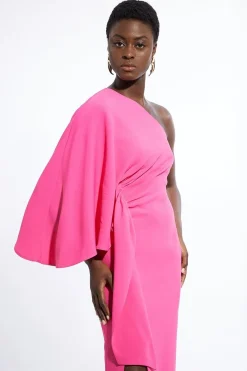 KarenMillen Robe maxi ajustée à une épaule, en viscose stretch compacte avec manches drapées<Femme Tailleurs|Robes