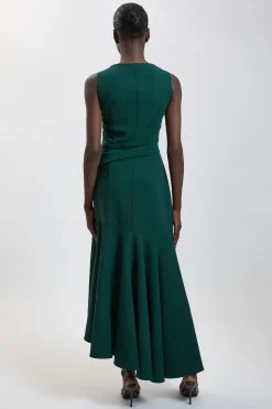 Robe Maxi Asymétrique À Bretelles En Tissu Stretch Compact