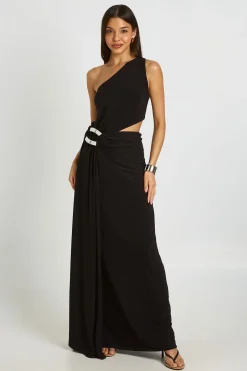 Robe Maxi Asymétrique À Découpe Ornée De Détails Décoratifs