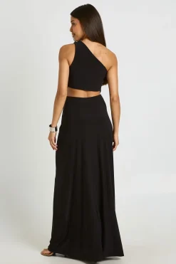 Robe Maxi Asymétrique À Découpe Ornée De Détails Décoratifs