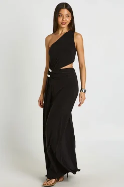 Robe Maxi Asymétrique À Découpe Ornée De Détails Décoratifs