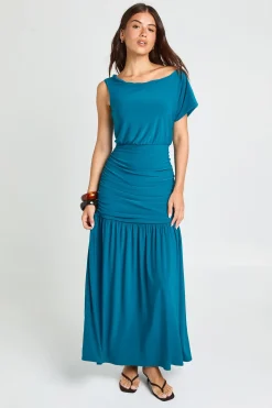 boohoo Robe Maxi Asymétrique À Double Couche Avec Taille Froncée Et Effet Drapé<Femme Robes|Robe Invitée Mariage