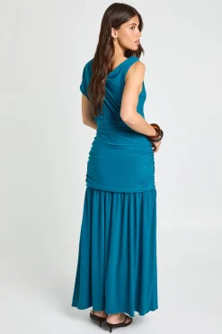boohoo Robe Maxi Asymétrique À Double Couche Avec Taille Froncée Et Effet Drapé<Femme Robes|Robe Invitée Mariage