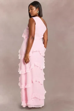 Robe Maxi Asymétrique En Mousseline Grande Taille