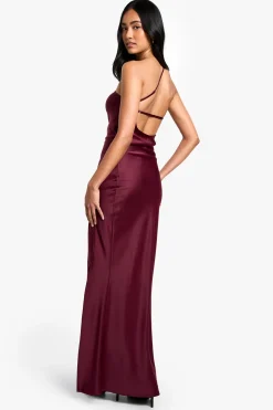 Robe Maxi Asymétrique en Satin