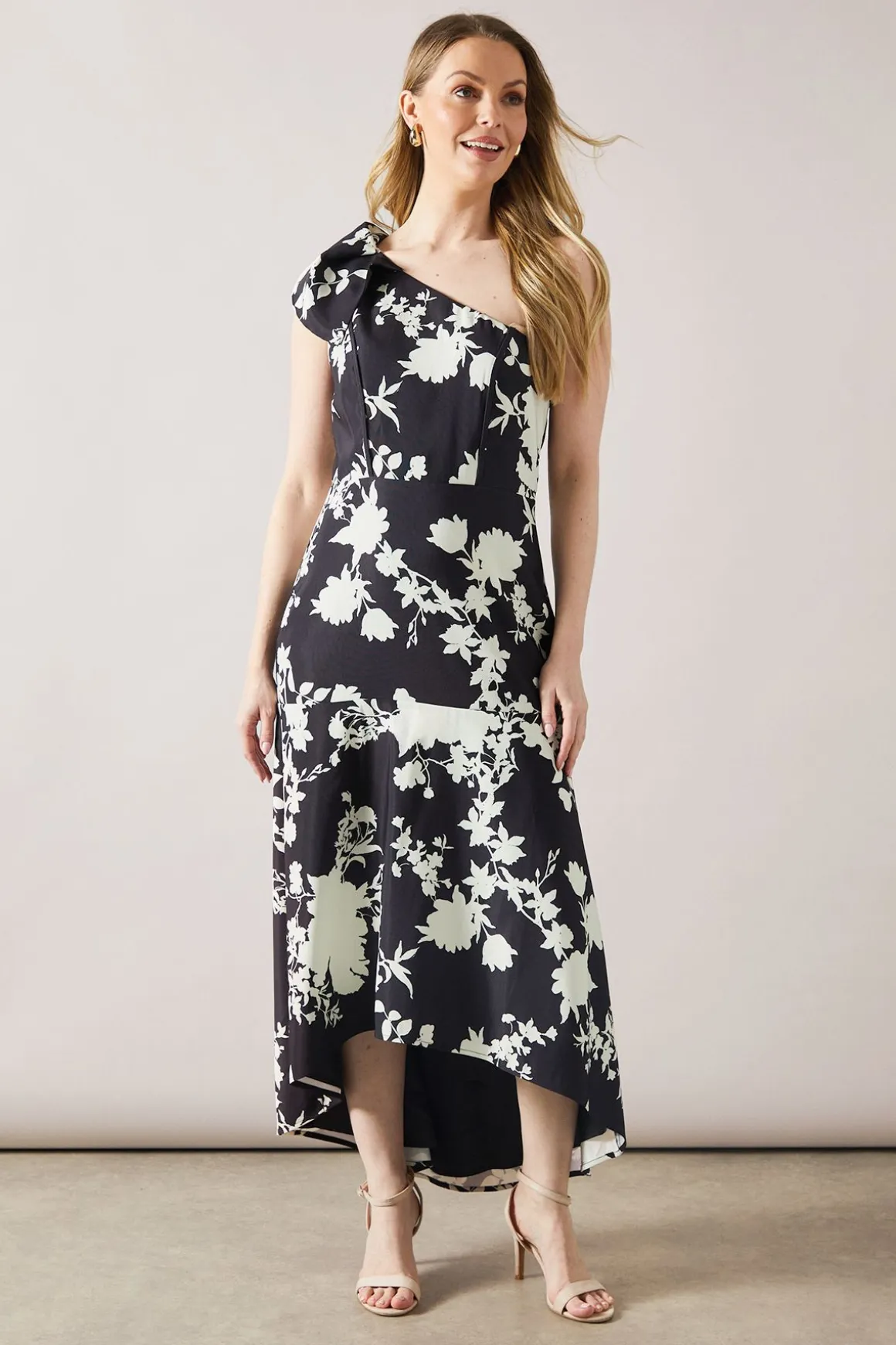 Robe Maxi Asymétrique Florale pour Occasions Spéciales