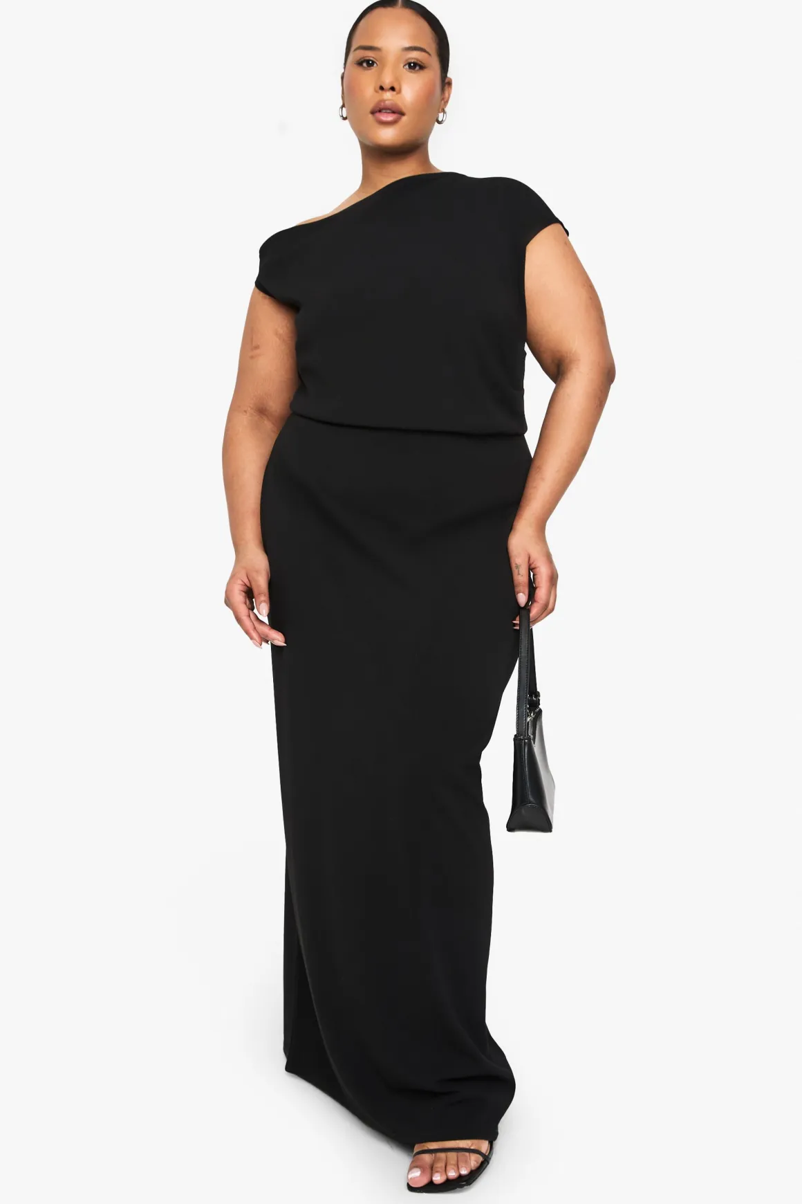 ROBE MAXI ASYMÉTRIQUE FRONCÉE EN GRANDE TAILLE