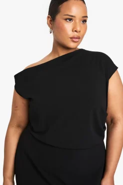 ROBE MAXI ASYMÉTRIQUE FRONCÉE EN GRANDE TAILLE