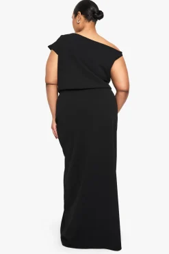 ROBE MAXI ASYMÉTRIQUE FRONCÉE EN GRANDE TAILLE