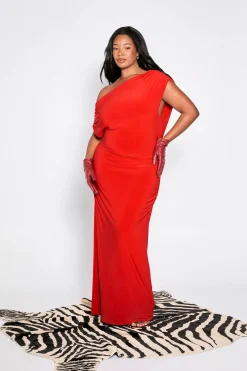 Robe Maxi Asymétrique Froncée Grande Taille