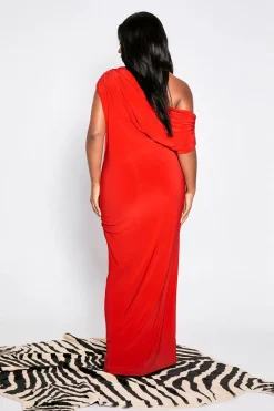 Robe Maxi Asymétrique Froncée Grande Taille