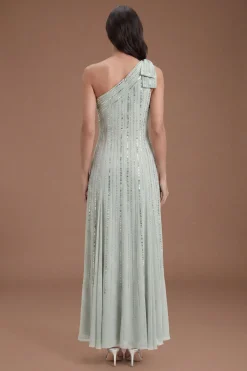 Robe Maxi Asymétrique Ornée Avec Nœud