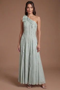 Robe Maxi Asymétrique Ornée Avec Nœud