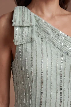 Robe Maxi Asymétrique Ornée Avec Nœud