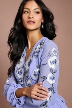 Coast Robe Maxi Asymétrique Ornée De Sequins Et Broderies Petite<Femme Robes Mi-Longues|Robes À Manches Longues