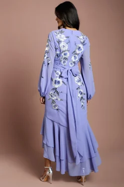 Coast Robe Maxi Asymétrique Ornée De Sequins Et Broderies Petite<Femme Robes Mi-Longues|Robes À Manches Longues