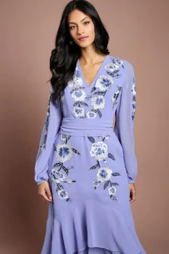 Coast Robe Maxi Asymétrique Ornée De Sequins Et Broderies Petite<Femme Robes Mi-Longues|Robes À Manches Longues
