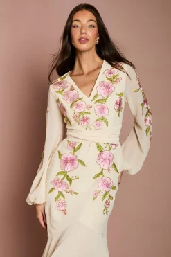 Robe Maxi Asymétrique Ornée De Sequins Et Brodée