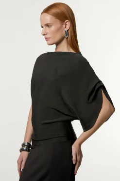 KarenMillen Robe maxi asymétrique à taille basse en tricot de viscose Slinky<Femme Pulls Et Gilets|Toutes Les Mailles